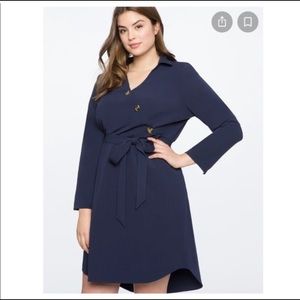 Eloquii Hi Low Shirt Dress Button Detail Navy 14